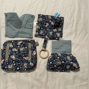 Handmade Tula Classic Explore Drool Pads with one Ring, Bib, & Fanny Pack